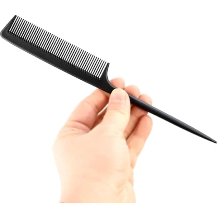 Professional Teasing Comb, Fine and Wide Tooth Hair Barber, Black Carbon Fiber Cutting, Styling, Hairdressing Comb For All Hair Types - Image 1